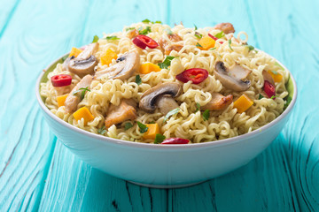 Instant noodles in bowl