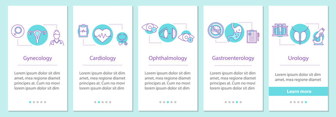 Healthcare onboarding mobile app page screen with concepts