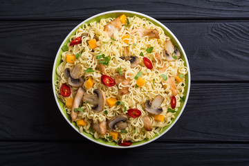 Instant noodles in bowl