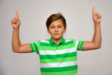 Studio portrait of a teenage boy on a white background with different emotions.