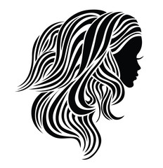  Illustration of woman with beautiful hair - can be used as a logo for beauty salon / spa
