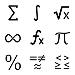Mathematics glyph icons set
