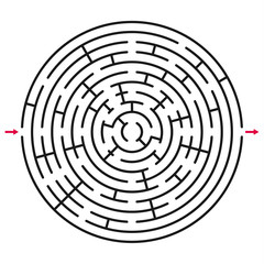 Abstract circle maze / labyrinth with entry and exit. Vector labyrinth 242.