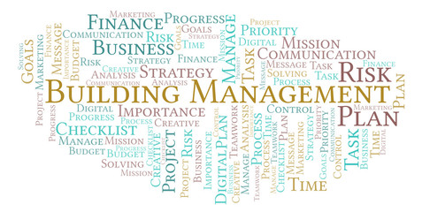 Fototapeta premium Building Management word cloud, made with text only.