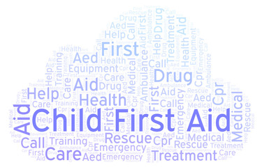 Obraz premium Child First Aid word cloud, made with text only.