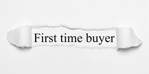 First time buyer on white torn paper