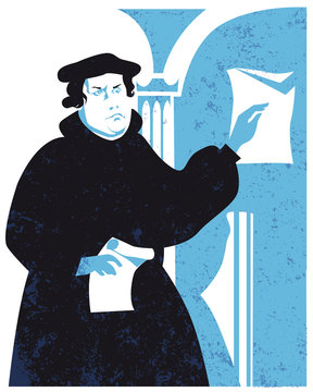 Martin Luther, vector Illustration, the key person in Protestant Reformation