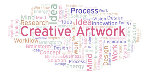 Fototapeta premium Creative Artwork word cloud, made with text only.