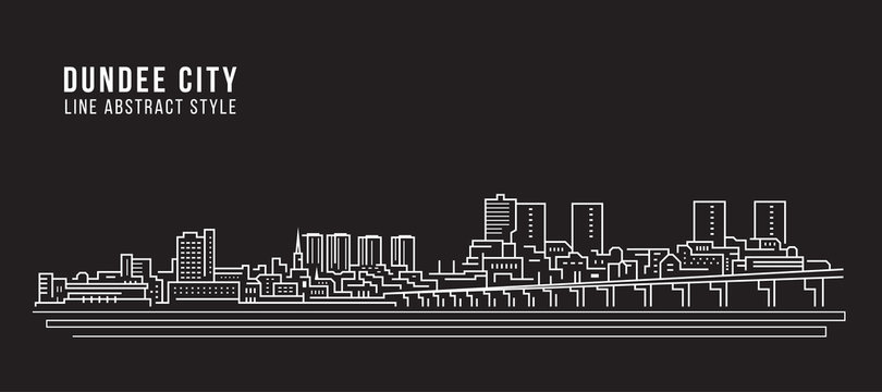 Cityscape Building Line art Vector Illustration design - Dundee city