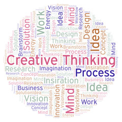 Creative Thinking word cloud, made with text only.