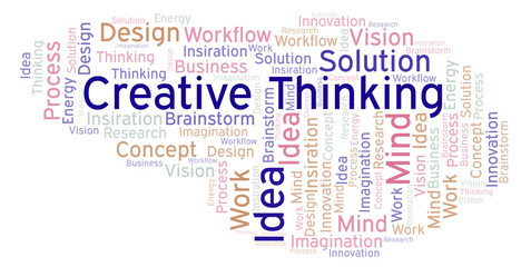 Creative Thinking word cloud, made with text only.