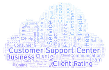 Customer Support Center word cloud.