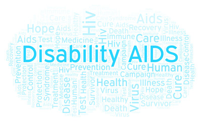 Fototapeta premium Disability AIDS word cloud, made with text only.
