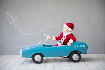Fototapeta premium Kid having fun at Christmas time