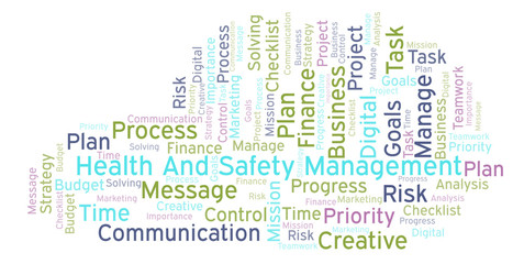 Fototapeta premium Health And Safety Management word cloud, made with text only.