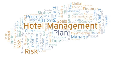 Hotel Management word cloud, made with text only.