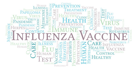 Fototapeta premium Influenza Vaccine word cloud, made with text only.