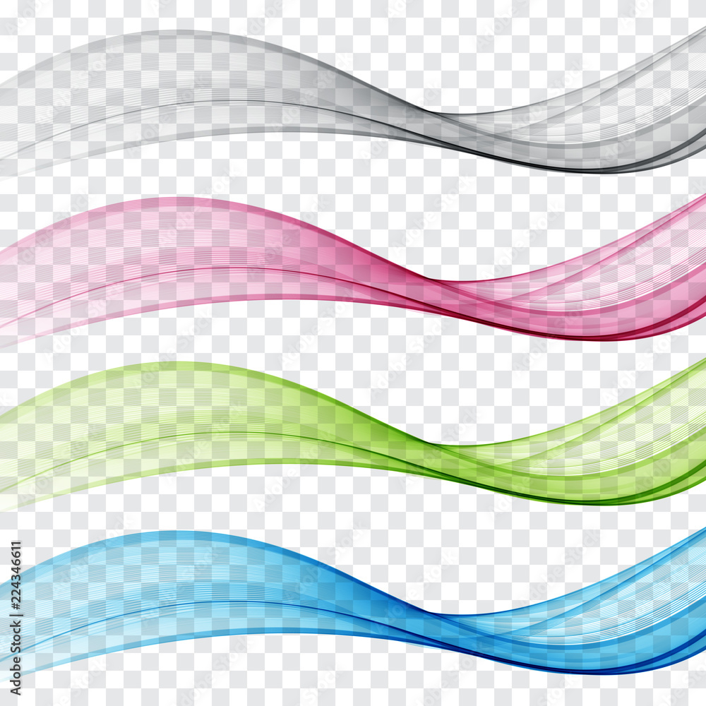 Poster smooth clear beautiful waves set wave abstract background vector
