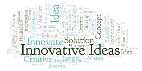 Obraz premium Innovative Ideas word cloud, made with text only.