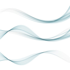 Abstract Blue Wave Set on Transparent Background. Vector Illustration.