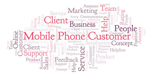 Obraz premium Mobile Phone Customer word cloud.