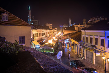 Fototapeta na wymiar Night view of Skoder city, Albania