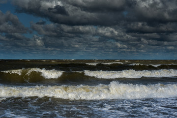 Stormy Baltic sea next to Liepaja, Latvia.