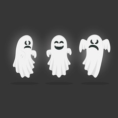 Set of funny ghosts. Happy Halloween. Cartoon character
