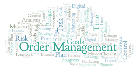 Order Management word cloud, made with text only.