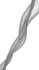 Abstract gray wave. Bright gray ribbon on white background. Gray scarf. Abstract smoke. Raster air background. Vertical image orientation. 3D illustration