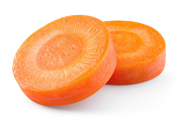 Carrot slice. Carrot slices isolated on white. Carrots isolate. Full depth of field. With clipping...