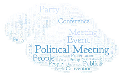 Obraz premium Political Meeting word cloud.