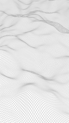Abstract landscape on a white background. Cyberspace grid. Hi-tech network. 3d technology illustration