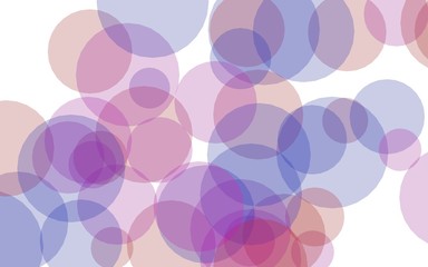 Multicolored translucent circles on a white background. Pink tones. 3D illustration