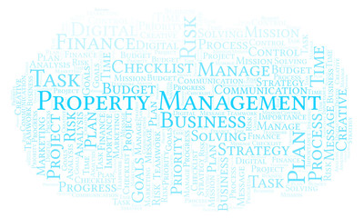 Property Management word cloud, made with text only.