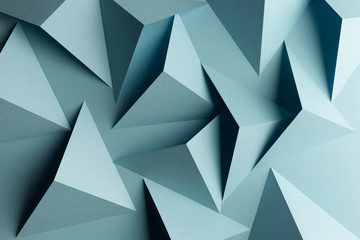 Composition abstract with geometric blue shapes of paper