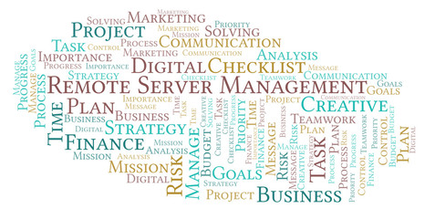 Fototapeta premium Remote Server Management word cloud, made with text only.