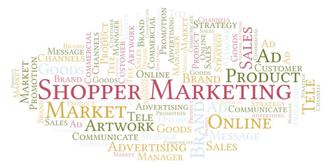 Word cloud with text Shopper Marketing.