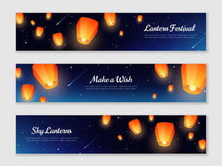 Horizontal banners with sky lanterns