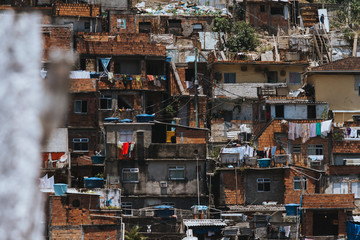 close-up of houses in the Rocinha favela in Rio de Janeiro