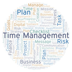 Time Management word cloud, made with text only.