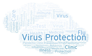 Fototapeta premium Virus Protection word cloud, made with text only.