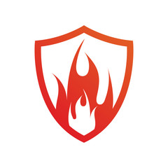 fire in the shield logo icon design template vector