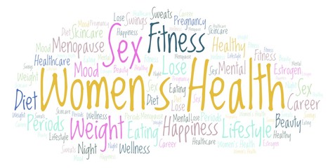 Obraz premium Word cloud with text Women's Health on a white background.