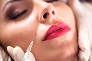 Botox wrinkle treatment using needle close up