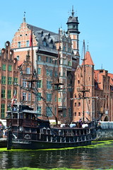 Pirate ship / Gdansk 2018 August 1 old city center old historic building and pirate ship