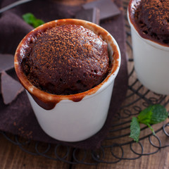 Chocolate cupcake, cooked glass, square