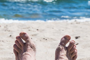 Photo of a sea landscape with a sandy beach