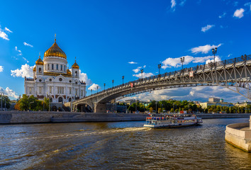 Cathedral of Christ the Savior and Moscow river in Moscow, Russia