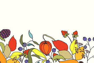 Hand drawn autumn bouquet background. Vector illustration.